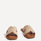 Petra Natural Raffia Link Flat Sandals