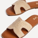 Petra Natural Raffia Link Flat Sandals