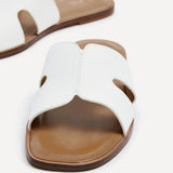 Petra White Link Flat Sandals