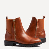 Peyton Tan Stretch Ankle Boots