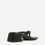 Phase Black Faux Leather Mule Heels