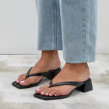 Phase Black Faux Leather Mule Heels