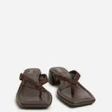 Phase Brown Faux Suede Mule Heels