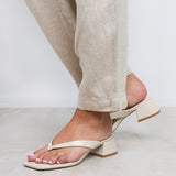 Phase Nude Faux Suede Mule Heels