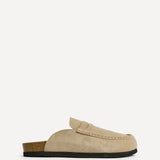 Poet Beige Real Suede Leather Mule Loafers