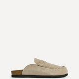 Poet Beige Suede Leather Mule Loafers