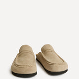 Poet Beige Real Suede Leather Mule Loafers
