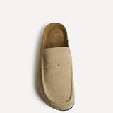 Poet Beige Real Suede Leather Mule Loafers