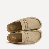 Poet Beige Real Suede Leather Mule Loafers