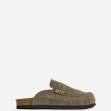Poet Mocha Suede Leather Mule Loafers