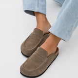 Poet Mocha Suede Leather Mule Loafers
