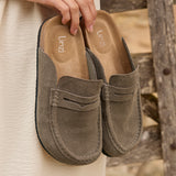 Poet Mocha Suede Leather Mule Loafers