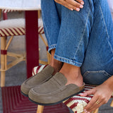 Poet Mocha Real Suede Leather Mule Loafers