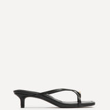 Polished Black Faux Leather Mule Heels