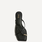 Polished Black Faux Leather Mule Heels