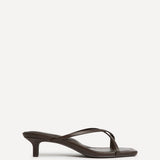 Polished Brown Faux Leather Mule Heels