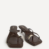 Polished Brown Faux Leather Mule Heels