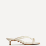 Polished White Faux Leather Mule Heels