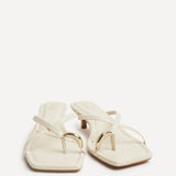 Polished White Faux Leather Mule Heels