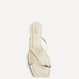 Polished White Faux Leather Mule Heels