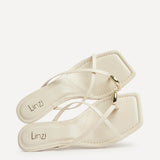 Polished White Faux Leather Mule Heels