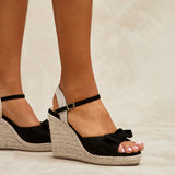 Portofino Black Bow Detail Wedges