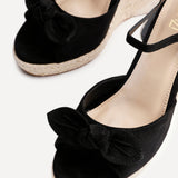 Portofino Black Bow Detail Wedges
