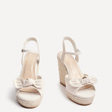 Portofino Beige Canvas Bow Detail Wedges