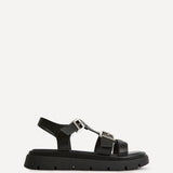Portrait Black Gladiator Flat Sandals