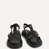 Portrait Black Gladiator Flat Sandals