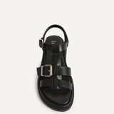 Portrait Black Gladiator Flat Sandals