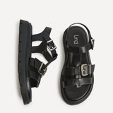 Portrait Black Gladiator Flat Sandals