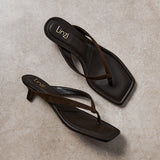 Potential Brown Toe Post Kitten Heels