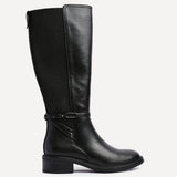 Power Black Faux Leather Riding Boots