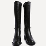 Power Black Faux Leather Riding Boots