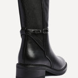 Power Black Faux Leather Riding Boots