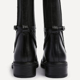 Power Black Faux Leather Riding Boots