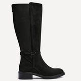 Power Black Faux Suede Riding Boots