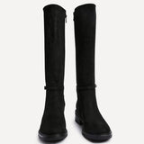 Power Black Faux Suede Riding Boots