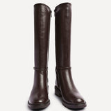 Power Brown Faux Leather Riding Boots
