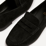 Precise Black Faux Suede Loafers