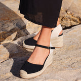 Present Black Closed Toe Wedges