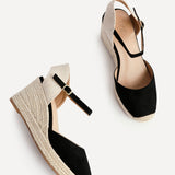 Present Black Closed Toe Wedges