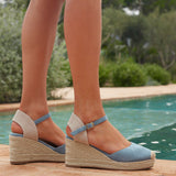 Present Blue Closed Toe Wedges