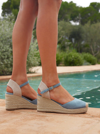 Present Blue Closed Toe Wedges