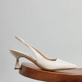 Presley Beige Faux Leaather Court Heels