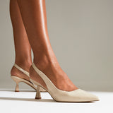 Presley Beige Faux Leaather Court Heels
