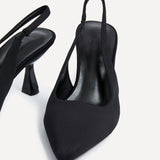 Presley Black Lycra Court Heels