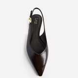 Profile Brown Faux Leather Ballet Flats