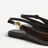 Profile Brown Faux Leather Ballet Flats